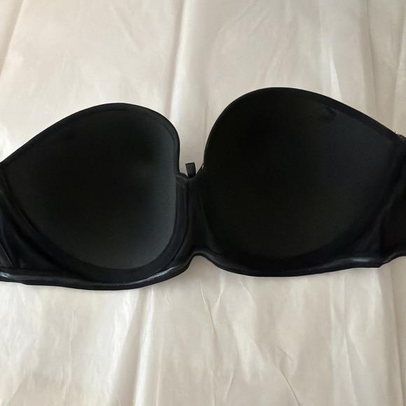 Strapless Bra 36C Black Underwire Padded Push Up Molded Cups - Picture 3 of 6